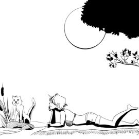 Girl and the Cat: Springtime