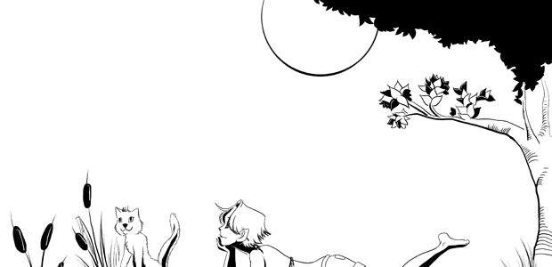 Girl and the Cat: Springtime